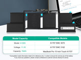 76Wh A1820 Battery for Apple MacBook Pro 15 Inch Touch A1707 EMC 3072 A1707 EMC 3162