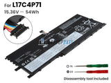 54Wh Battery for Lenovo L17M4P71 15.36V 4 Cells