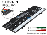 51Wh Battery for Lenovo L18L4P71 15.4V 4 Cells