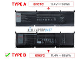 11.4V 86Wh Laptop_Dell 69KF2 battery