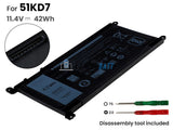 11.4V 42Wh Laptop_Dell 51KD7 battery