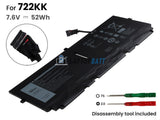 7.6V 52Wh Laptop_Dell 722KK battery