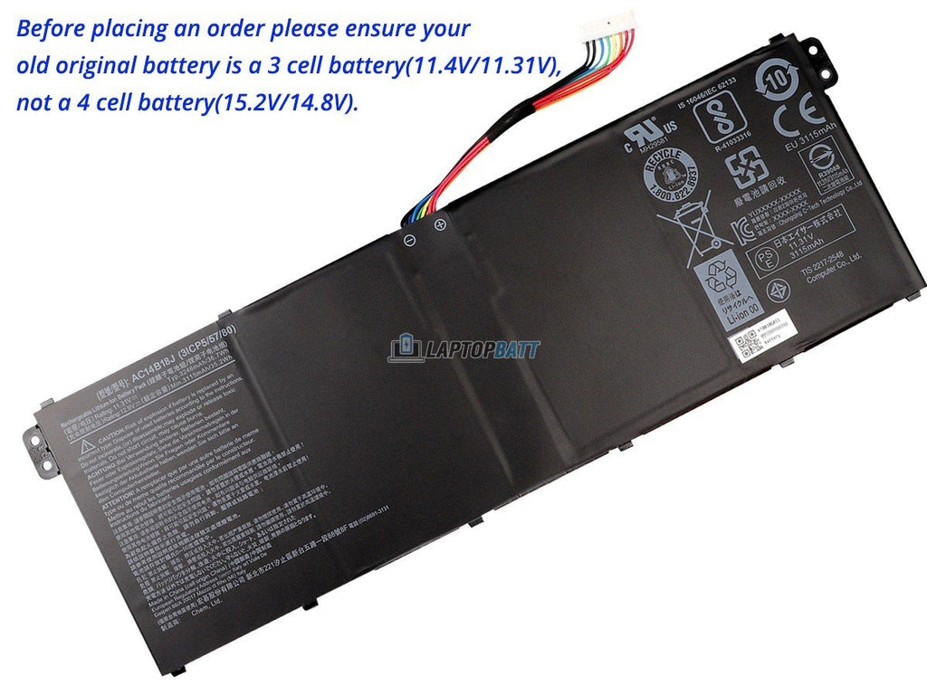 11.4V 36Wh Acer Aspire ES1-111 battery
