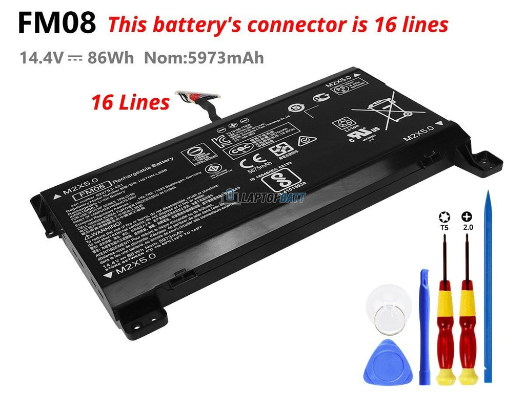 16 lines 86Wh HP FM08 battery