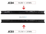 HP 919701-850 battery (14.8V 2200mAh VS 11.1V 31Wh)