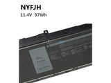 11.4V 97Wh Dell NYFJH battery with Type-B connector 