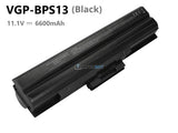 6600mAh Black Sony VGP-BPS13 battery